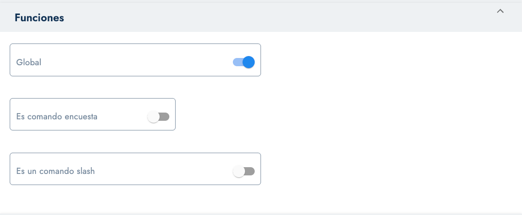 Opción Global activada en la configuración de funciones del bot, que habilita el endpoint HTTP